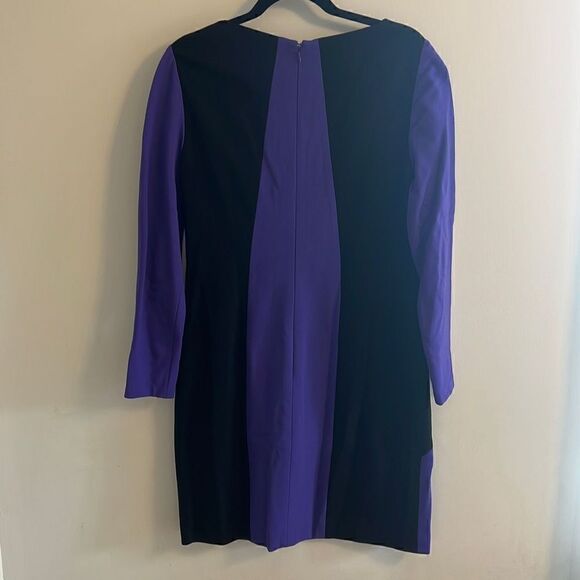 Carlisle Blue Black Gray Color Block 3/4 Sleeve Midi Sheath Dress Women’s 10 - Picture 6 of 11